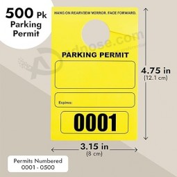 ストックルームプラス500パック黄色の駐車許可証車のバックミラー用ハングタグ、イベント用に番号が付けられたバルクブランクの一時パスプラカ