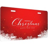 Christmas License Plate Merry Christmas Snowflakes License Plate Decorative Car Front Plate Cover, Metal Car Plate, Vanity Tag