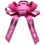 CarBowz Big Car Bow, Sweet 16 Happy Birthday, Giant 30" Bow, Non Scratch Magnet, Weather Resistant Vinyl (Pink)