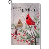 Winter Cardinal Bird Garden Flag 12x18 Vertical Double Sided Farmhouse Trees Snow Christmas Holiday Outside Decorations Burlap Yard Flag