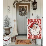 Merry Christmas Garden Flags 12x18 inch Double Sided, Seasonal Xmas Santa Claus Decorations, Small Winter Decor for Yard Outside Outdoor