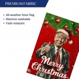 Santa Trump Merry Christmas Garden Flag,Donald Trump Burlap Yard Flags,Make Christmas Great Again House Banner for Outdoor,Double-Sided