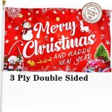 Christmas Flag Double Sided 3x5 FT Outdoor, Large Merry Christmas and Happy New Year Banner with Red Gnome Truck Snowman Christmas Tree