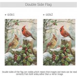 Spring House Flags 28 x 40 Double Sided, Cardinal Red Bird Holly Berry Branches Snow Welcome Winter Holiday Yard Outdoor Garden Flag Banner