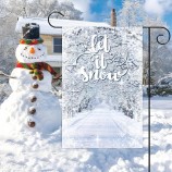 Snow Winter Garden Flag Merry Christmas White Snow Forest Yard Flag Holiday Farmhouse Outdoor Decoration Vertical Double Sided Garden Flags 12"x18"