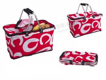 Carry Insulated Cooler Picnic Basket Folding Thermal Shopping Basket