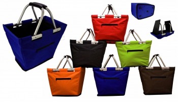 Promotional Aluminum Frame Polyester Tote Shopping Baskets
