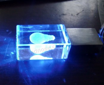 Crystal Transparent Led light Usb flash drive with Logo and high quality