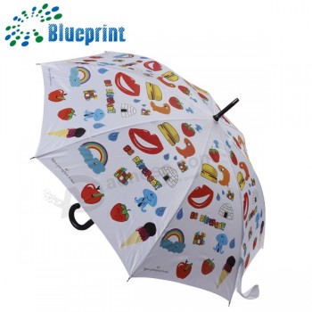 Kundengebundener windundurchlässiger Geschenk PU-Griffstockregenschirm