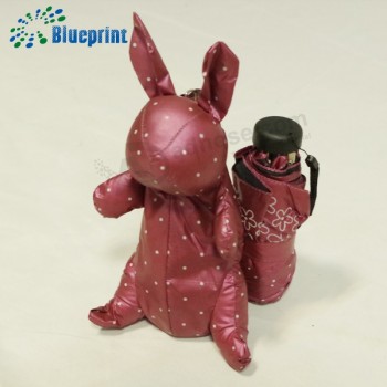 Bolsa de conejo animal personalizado 5 paraguas plegable