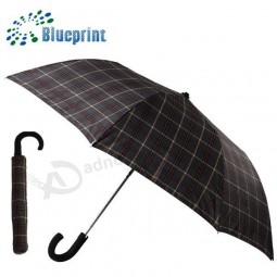 Alta qualità personalizzato vintage uk check percalle compatto 2 ombrello piegato