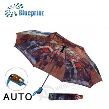 Promotion compact imprimé personnalisé 3 parapluie pliant