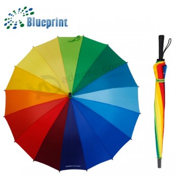 Aangepaste kleurrijke mode regenboog paraplu te koop