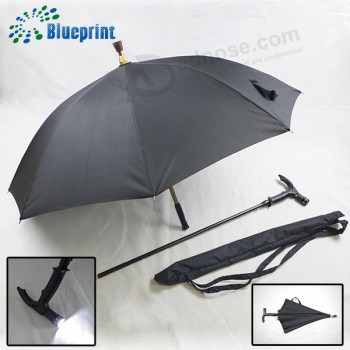 Parapluie de béquille en aluminium mené rotatif de vente chaude