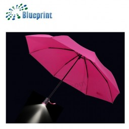 Aangepaste roze compacte vouw geleide paraplu
