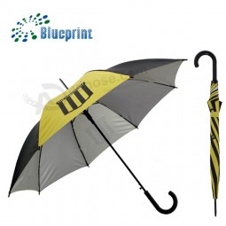 Preto e amarelo personalizado j alça guarda-chuva de vara de aço