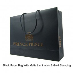 Wholesale custom high quality Black Paper Bag With Lamination
