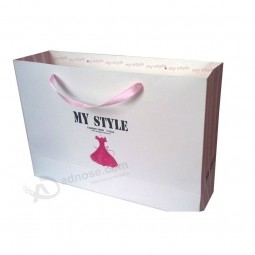 Custom high quality Apparel Paper Bag With Ribbon Rope