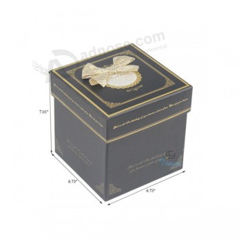 Presente caixa de natal-Embalagem preta com flor decorativa
