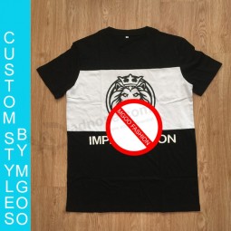 Custom high quality black white stitching t-shirt with own logo for sale