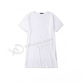 White Blank Long Line Cotton T-shirt for sale