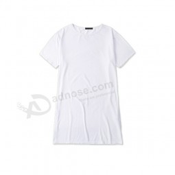Witte lege lange lijn katoen t-Shirt. te koop