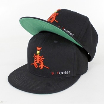 custom high quality embroidery black snapback cap