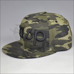 Blank camo flat peak 3D snap back hat for sale