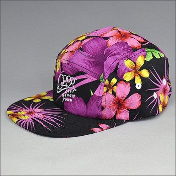Alta qualidade floral 5 painel snapback chapéus para venda