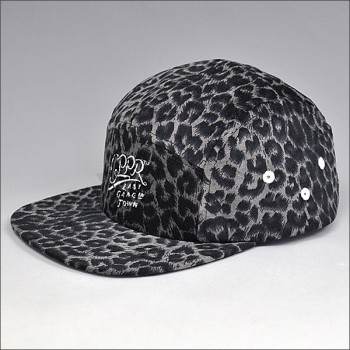 Impresión de moda leopardo ala plana snapback caps