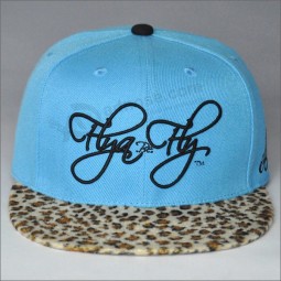 Leopardo personalizado-Imprimir sombreros snapback con logotipo de bordado