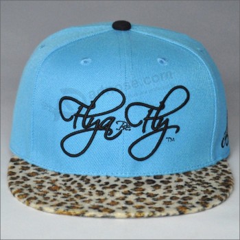 Custom leopard-print snapback hats with embroidery logo