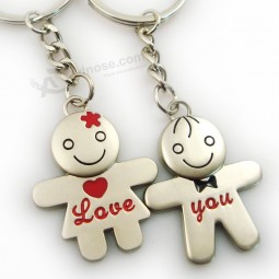 Wholesale metal couple boy and girl keychain love you for custom