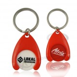 Goedkoop promotionele plastic token munt sleutelhouder sleutelhanger voor op maat