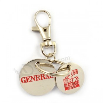 Manufacturer cheap custom trolley coin keyrings for sale