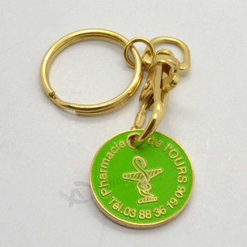 Wholesale Manufacturer promotinal metal trolley coin key chain for custom