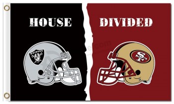 Nfl oakland raiders 3'x5 'casa de banderas de poliéster dividida con 49ers