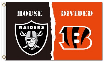 NFL Oakland Raiders 3'x5' polyester flags house divided with bengals