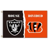 Nfl oakland raider 3'x5 '폴리 에스테르 깃발 집은 bengals로 나뉘어져 있습니다