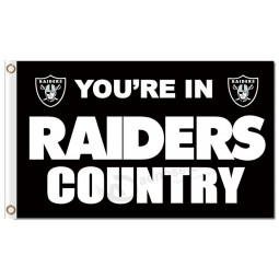 批发定制高品质nfl oakland raiders 3'x5'涤纶旗帜袭击者国家