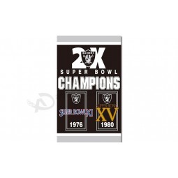 NFL Oakland Raiders 3'x5' polyester flags 2X champions