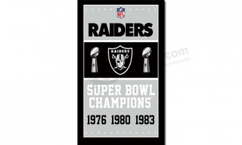 Nfl oakland raiders 3'x5 'poliéster bandeiras camPEões