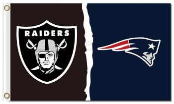 NFL Oakland Raiders 3'x5' polyester flags house divided with patriots