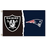 Nfl oakland raiders 3'x5 'casa de bandeiras de poliéster dividida com patriotas