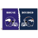 Nfl Minnesota Wikinger 3'x5 'Polyester Fahnen Haus mit Broncos geteilt