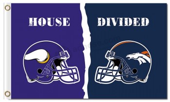 Nfl Minnesota Wikinger 3'x5 'Polyester Fahnen Haus mit Broncos geteilt
