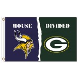 Nfl Minnesota Wikinger 3'x5 'Polyester Fahnen Haus geteilt mit Green Bay Packers
