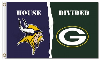 NFL Minnesota Vikings 3'x5' polyester flags house divided with green bay packers and high quality