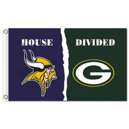 Nfl Minnesota Wikinger 3'x5 'Polyester Fahnen Haus geteilt mit Green Bay Verpacker