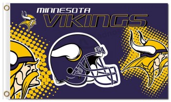 Nfl minnesota vikings Casque drapeau en polyester 3'x5 'avec logos